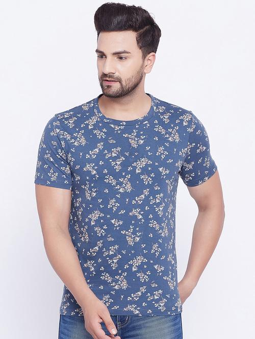 blue floral print t-shirt - 17860982 - Very Small Image - 1