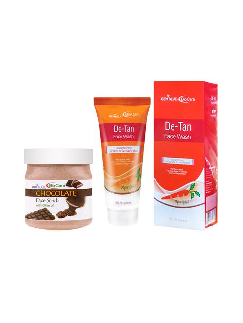 gemblue biocare  chocolate scrub, 500ml and de-tan face wash, 150ml - 17862271 - Very Small Image - 1