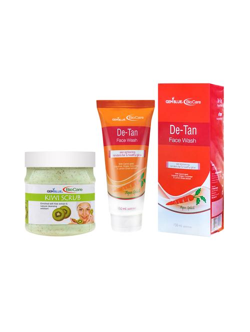 gemblue biocare  kiwi scrub, 500ml and de-tan face wash, 150ml - 17862281 - Very Small Image - 1