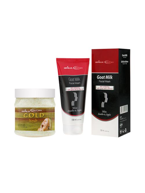 gemblue biocare  gold scrub, 500ml and goat milk face wash,  150ml - 17862302 - Very Small Image - 1