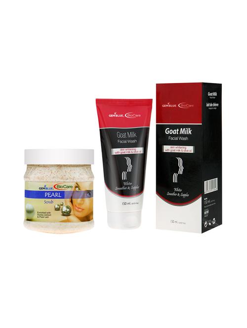 gemblue biocare  peral scrub, 500ml and goat milk face wash,  150ml - 17862310 - Very Small Image - 1
