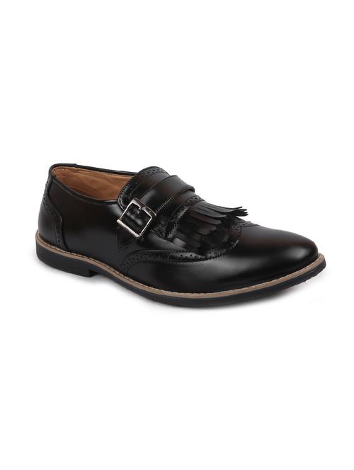 black pu slip on monk straps - 17862390 - Very Small Image - 1