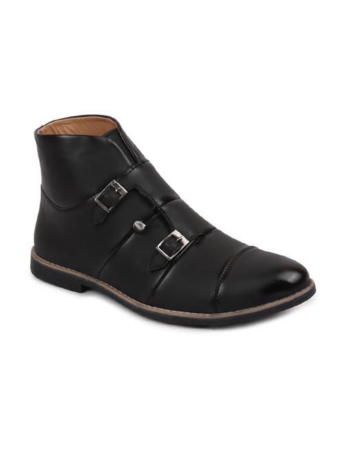 black pu slip on monk straps - 17862391 - Very Small Image - 1