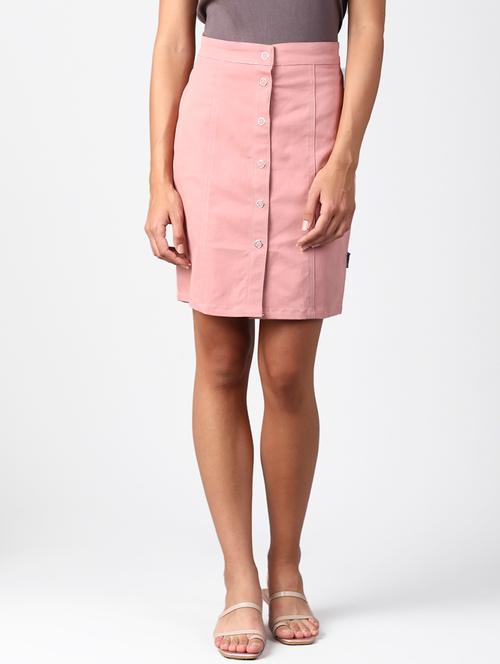 mid rise solid denim skirt - 17865803 - Very Small Image - 1