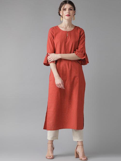 bell sleeves straight kurta - 17870924 - Very Small Image - 1