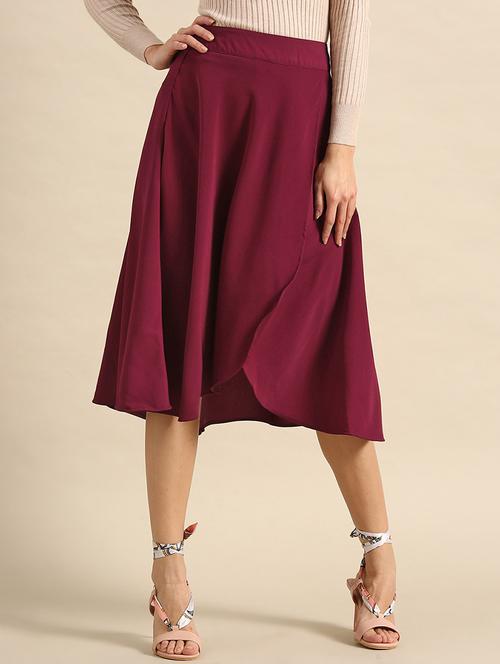 mid rise solid flared skirt - 17871515 - Very Small Image - 1