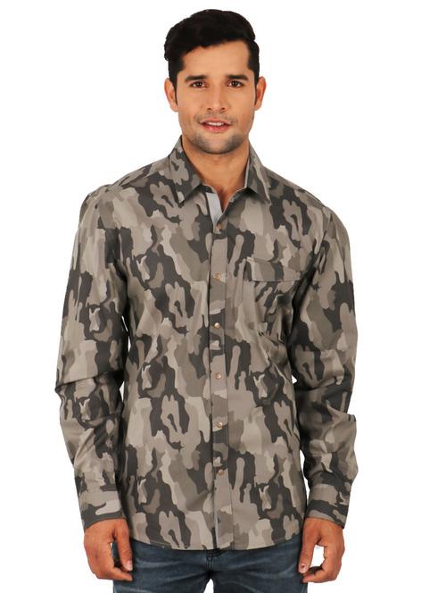 grey camouflage casual shirt - 17872547 - Very Small Image - 1