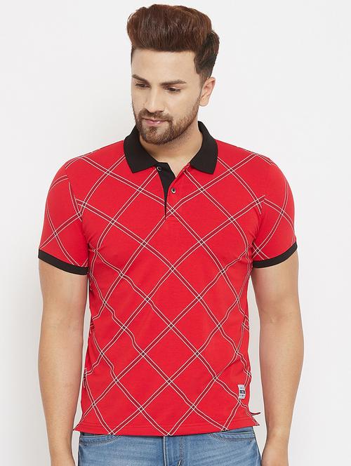 red checkered polo t-shirt - 17873140 - Very Small Image - 1