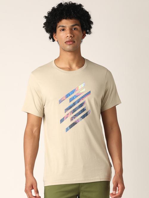 beige front print t-shirt - 17873681 - Very Small Image - 1