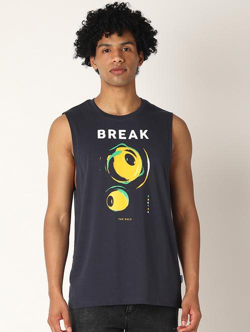 navy blue printed t-shirt - 17873695 - Very Small Image - 1