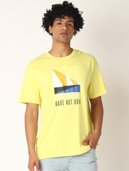 yellow front print t-shirt - 17873714 - Very Small Image - 1