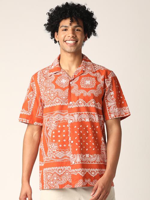 orange paisley casual shirt - 17873862 - Very Small Image - 1