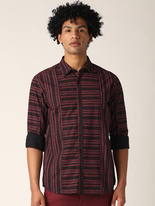 purple striped casual shirt - 17873866 - Very Small Image - 1