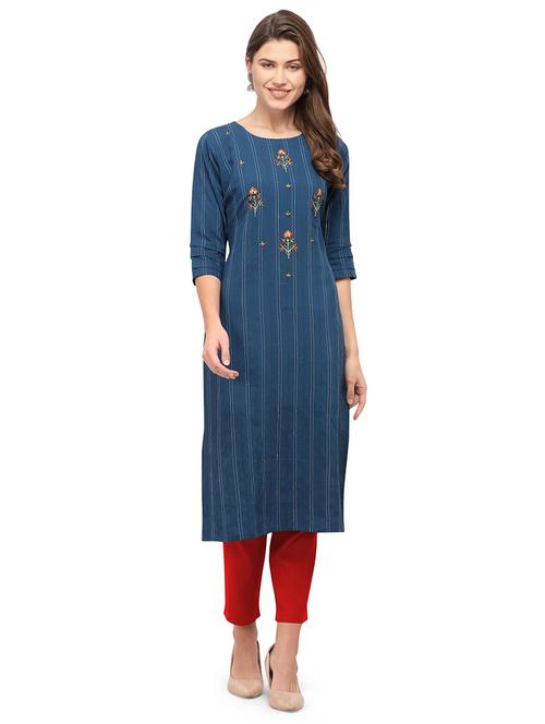 embroidered straight kurta - 17875176 - Very Small Image - 1