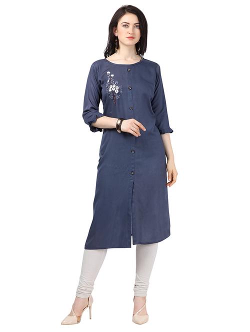 embroidered straight kurta - 17875234 - Very Small Image - 1