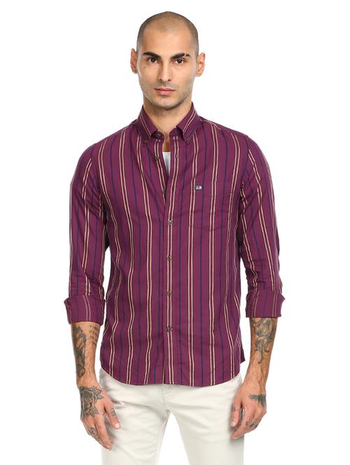purple striped casual shirt - 17875484 - Very Small Image - 1