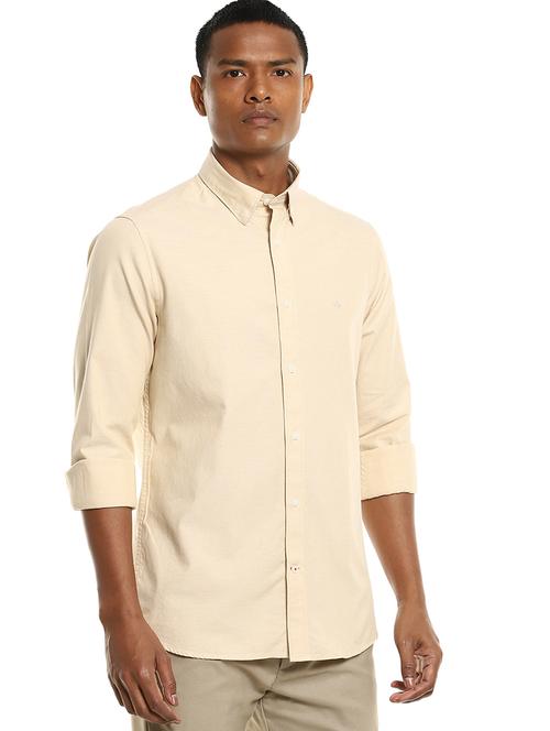beige solid casual shirt - 17875526 - Very Small Image - 1