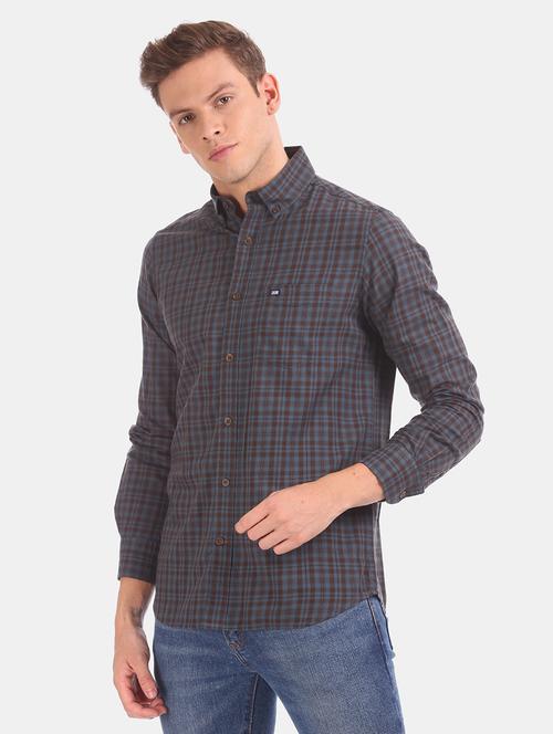 blue checkered casual shirt - 17875607 - Very Small Image - 1