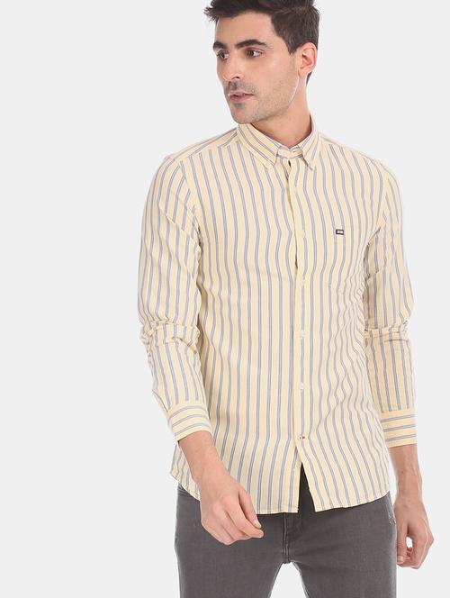 beige striped casual shirt - 17875634 - Very Small Image - 1