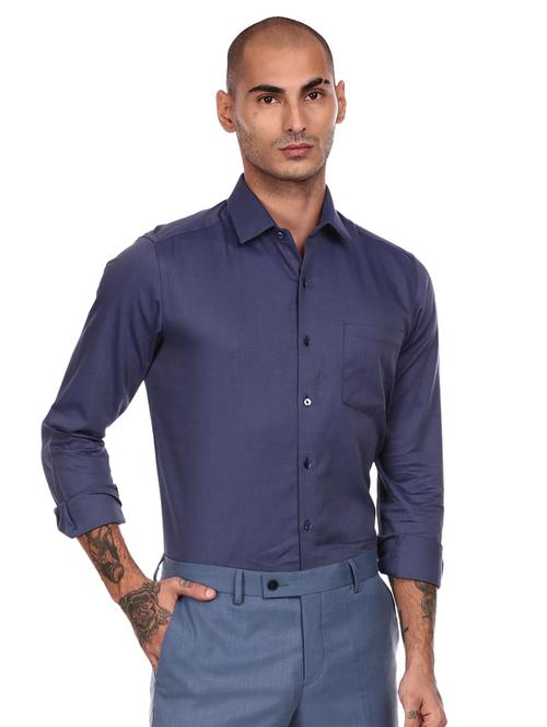 blue self design formal shirt - 17875955 - Very Small Image - 1