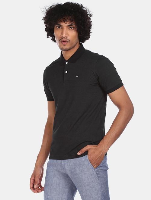 black solid polo t-shirt - 17876382 - Very Small Image - 1