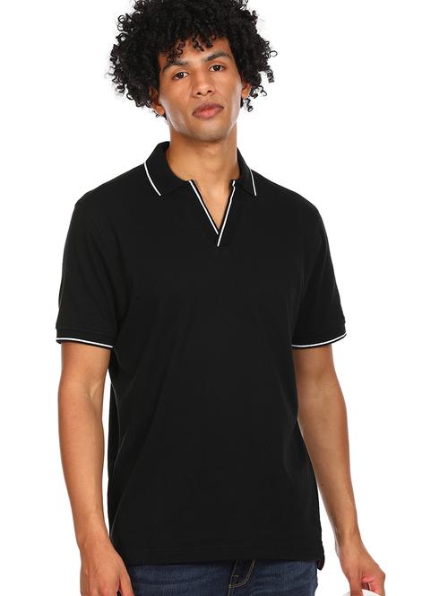 black solid polo t-shirt - 17876394 - Very Small Image - 1