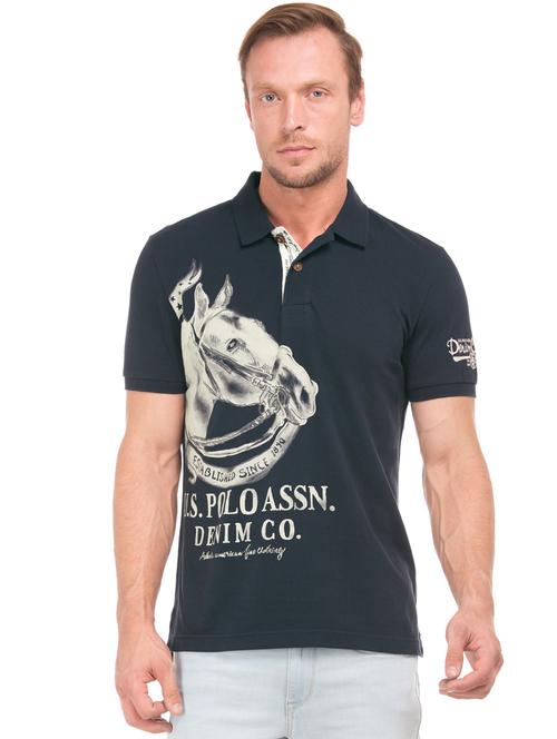 blue printed polo t-shirt - 17876554 - Very Small Image - 1