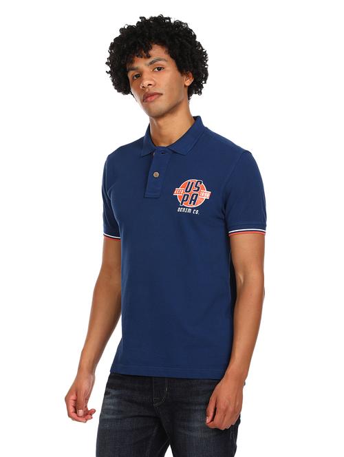 blue solid polo t-shirt - 17876558 - Very Small Image - 1