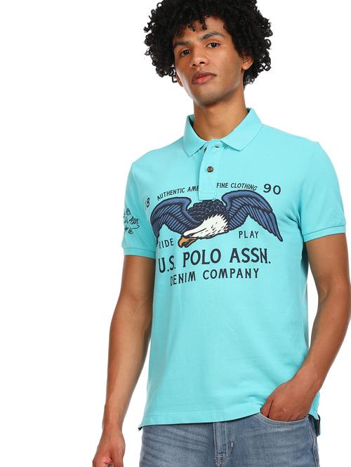 blue printed polo t-shirt - 17876569 - Very Small Image - 1