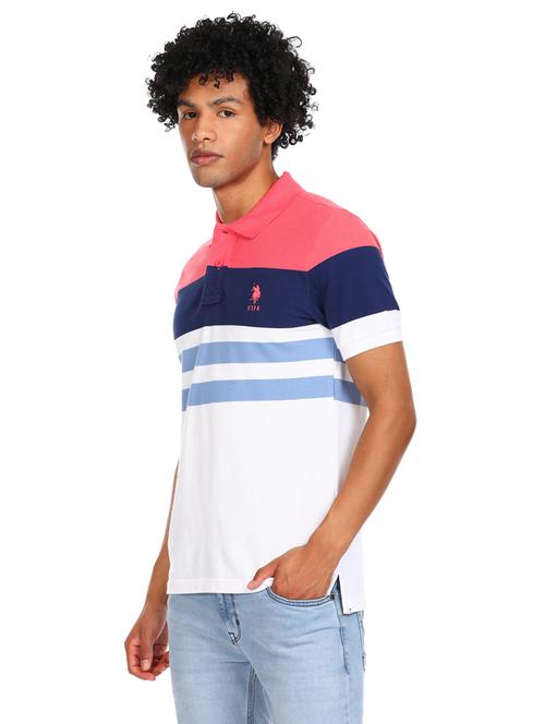 white color block polo t-shirt - 17876673 - Very Small Image - 1