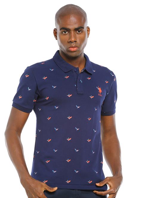 blue printed polo t-shirt - 17876679 - Very Small Image - 1