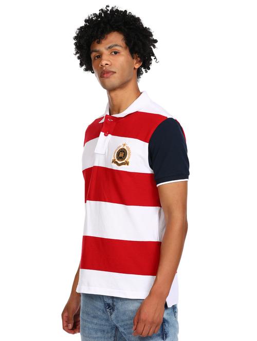 red color block polo t-shirt - 17876683 - Very Small Image - 1