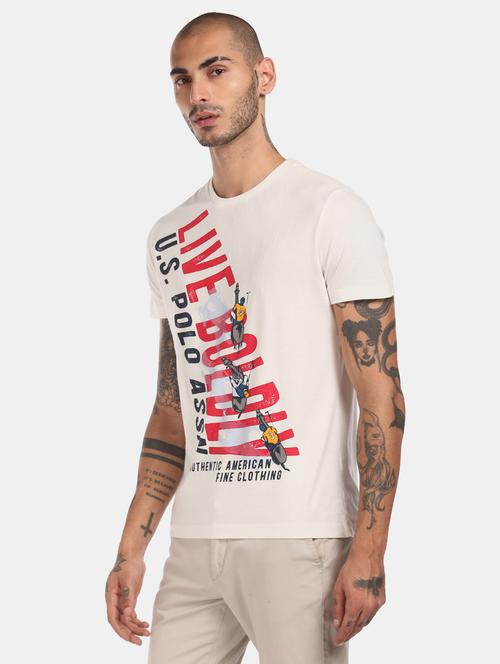 cream printed t-shirt - 17876772 - Very Small Image - 1