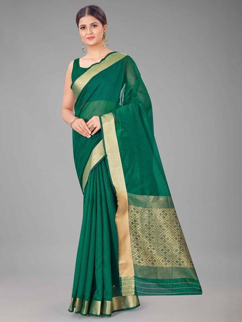 women's self design green colored saree with blouse - 17882024 - Very Small Image - 1