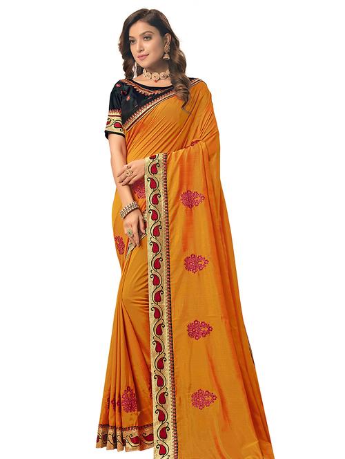 lace detailed embroidered saree with blouse - 17883191 - Very Small Image - 1