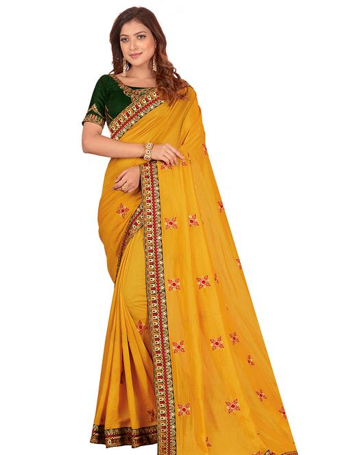 lace detailed embroidered saree with blouse - 17883217 - Very Small Image - 1