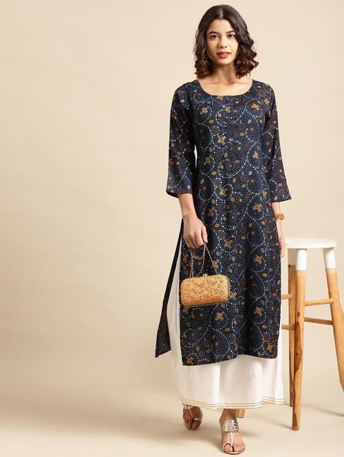 bandhani straight kurta - 17885816 - Very Small Image - 1