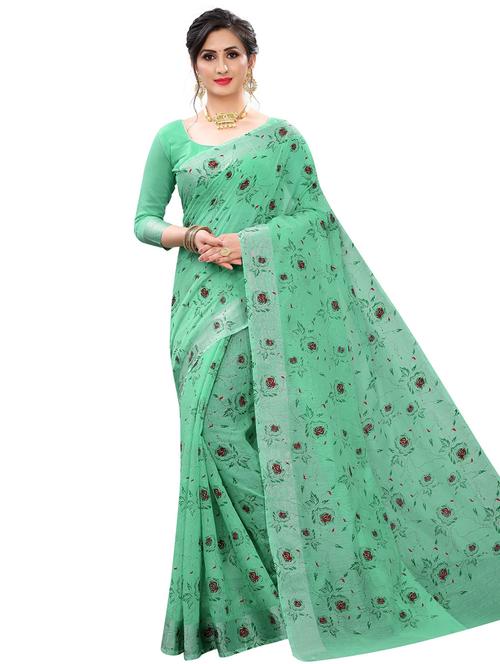 floral printed saree with blouse - 17886493 - Very Small Image - 1