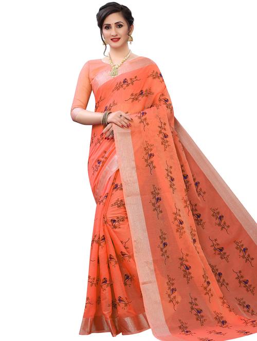 floral printed saree with blouse - 17886499 - Very Small Image - 1