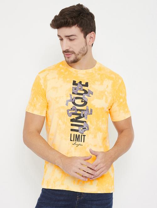 yellow typographic tie & dye  t-shirt - 17887131 - Very Small Image - 1