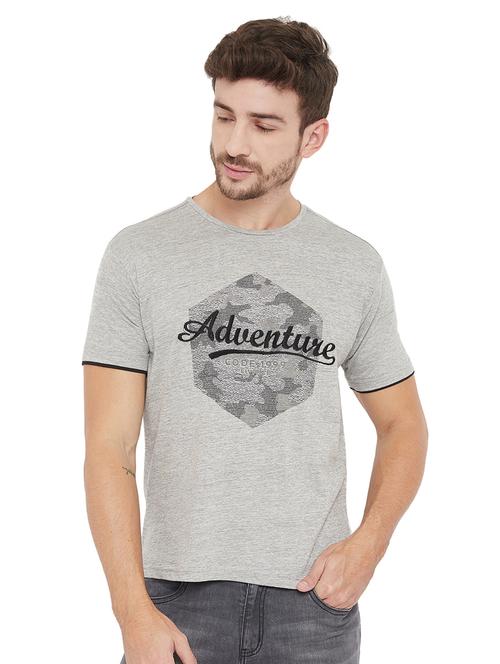 grey front print t-shirt - 17887135 - Very Small Image - 1