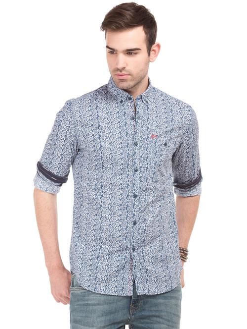 blue printed casual shirt - 17888686 - Very Small Image - 1