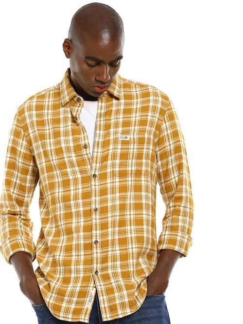yellow checkered casual shirt - 17888786 - Very Small Image - 1