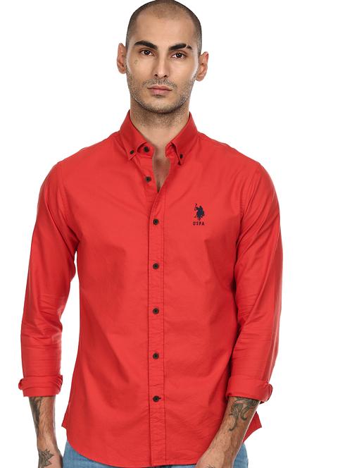 red solid casual shirt - 17888890 - Very Small Image - 1