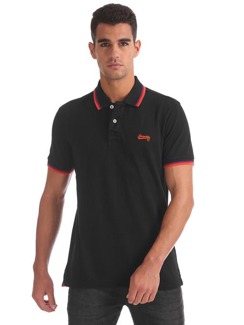 black solid polo t-shirt - 17889175 - Very Small Image - 1