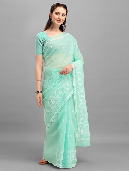 tonal embroidered saree with blouse - 17889428 - Very Small Image - 1