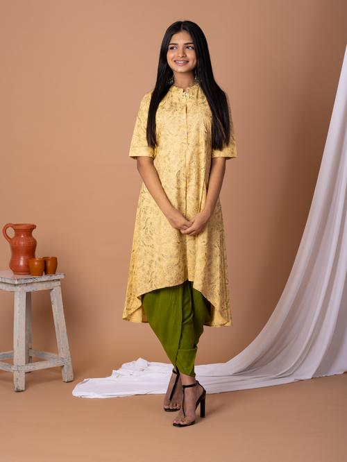 dhoti set kurta in metallic print  - 17892265 - Very Small Image - 1