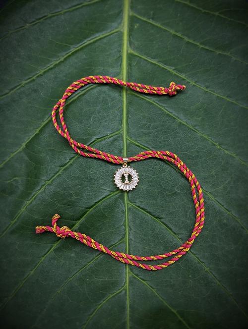 pink gold plated thread rakhi - 17892424 - Very Small Image - 1