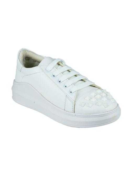white synthetic laceup casual shoes - 17892586 - Very Small Image - 1