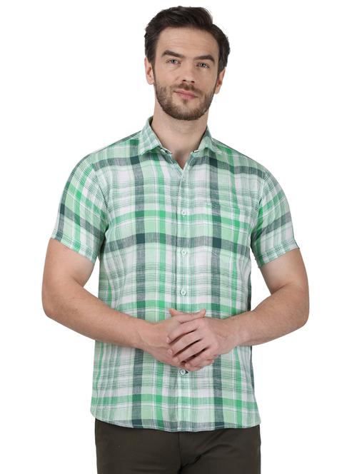 green checkered linen casual shirt - 17892919 - Very Small Image - 1